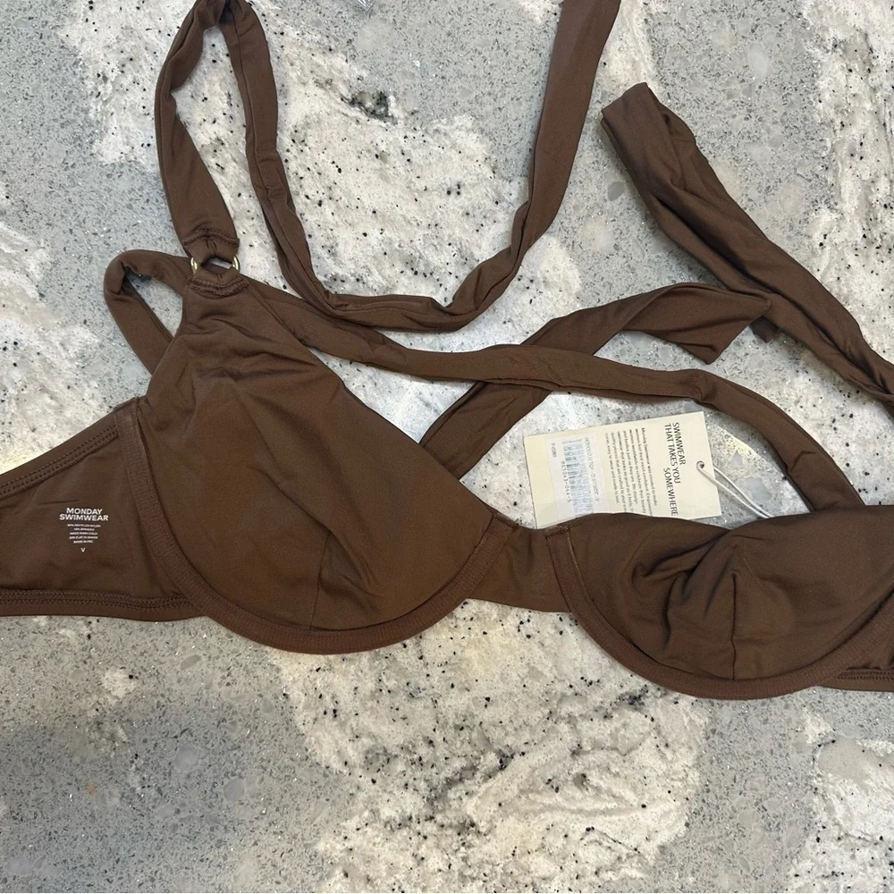 Monday Swimwear Honolulu Top Brown Size V